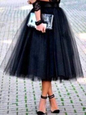 💋CHIC & SEXY💋 Black Swan A-line Midi Tulle Skirt